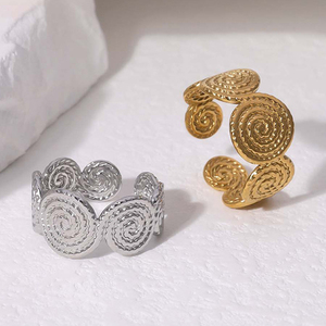 Favorite Unique <strong>Wavy</strong> Cloud Stainless Steel Party Open <strong>Rings</strong> for Women Gifts - Product Image 3