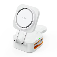 Chargeur sans fil magnétique 3-en-1 avec câble rétractable et pliable, station de charge rapide 15W pour iPhone 17, Apple Watch et AirPods