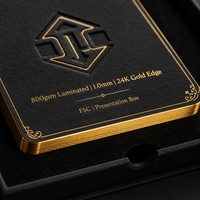 Carte de visite de luxe personnalisée Sunto en papier épais avec bord doré, estampage à chaud en relief profond et dorure 24 carats |   800 g/m² Triple couche BC-15