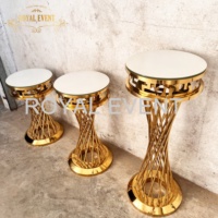Table à gâteau ronde en acier inoxydable de luxe plinthes de mariage fournitures de fête d'événement support à gâteau en or pour mariage