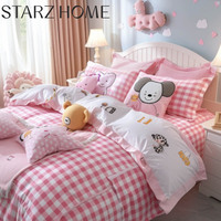 Ensembles de couette écologiques super Offre Spéciale licorne rose dessin animé pour enfants ensembles de literie ensembles de draps