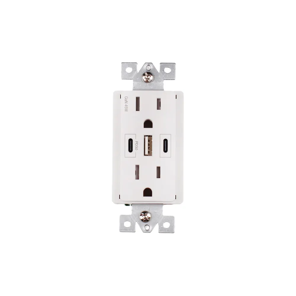 Hot Sales Electrical American Standard Dual Receptacle Outlet Socket Dual USB A USB C 5V 3.6A Switch Wall Socket