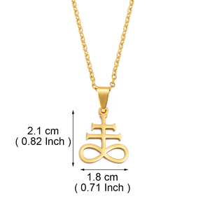 Collares con Colgante de Cruz de Leviatán Satánico para Mujeres y Niñas, Joyería Religiosa de Acero Inoxidable # 557062 - Product Image 2