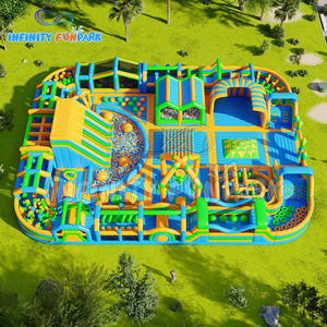 Parc à thème de château d'amusement gonflable jaune/bleu/vert personnalisé-Parc de rebond commercial géant-LOGO gratuit - Product Image 4