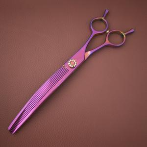 Tijeras de peluquería canina S7 de 7.5 pulgadas, curvas, de acero inoxidable rojo, para cortar el pelo de perros y gatos, herramientas profesionales para peluqueros caninos. - Product Image 1