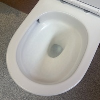 WC suspendu MWD européen blanc mat, monobloc, sans bride, avec chasse d'eau Tornado, pour salle de bain et hôtel
