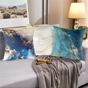 Motif marbre jeter taies d'oreiller housses de coussin <span class=keywords><strong>or</strong></span> et bleu housse de coussin pour canapé-lit canapé décorations pour la maison - Product Image 1