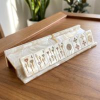 En stock : Ensemble de Mahjong américain portable en coquille de diamant et de perle, tuiles de Mahjong à manipuler à la main, de qualité supérieure, exquis, pour le divertissement et les loisirs
