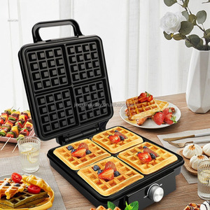 เครื่องทำวาฟเฟิลขนาดเล็ก4ชิ้นและเครื่องทำวาฟเฟิลแบบ2-in-1และพานินี่แผ่นไม่ติดแบบสองชั้น - Product Image 5