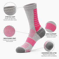 Chaussettes de course en laine mérinos anti-ampoules pour marathon et trail, avec coussinets de cheville, respirantes, personnalisables avec lettres et échantillon gratuit