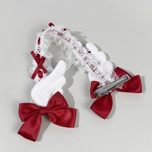 SASAacc Épingle à cheveux Lolita avec nœud et ailes en dentelle - Accessoire de mode japonais mignon pour filles, idéal pour les coiffures de thé et de soirées haut de gamme - Product Image 4