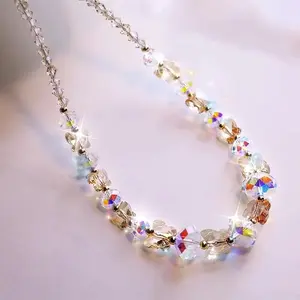 JC Wholesale Crystal Butterfly Glass Bead Necklace Hypoallergenic Jewellery Crystal Stretch Necklace