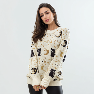 Pullover da <span class=keywords><strong>donna</strong></span> in maglia retrò da strega Vintage traspirante in Costume di Halloween <span class=keywords><strong>motivi</strong></span> classici in pizzo stile Casual per la primavera autunno inverno - Product Image 2
