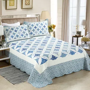 Standar Tinggi Grosir Seprai Katun Set Selimut Selimut Penutup Seprai Kustom Quilt untuk Set Tempat Tidur Ganda