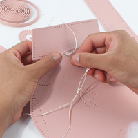 Tas buatan tangan DIY Model babi hewan Mini kulit PU, tas ponsel dapat disetel untuk wanita