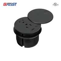 Stopkontak Meja Bundar Standar AS 80mm, 2 Stopkontak AC, 2 Port USB/Tersembunyi di Meja, IP56 NFC