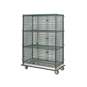 Gaiola de segurança cromada alta móvel com 2 prateleiras interiores, prateleira de arame, unidade de partida, carrinho industrial, gaiola de arame - Product Image 4
