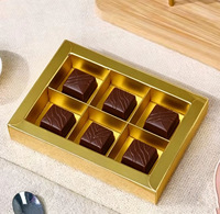 Nouvelle boîte cadeau en chocolat, emballage DIY, boîte cadeau pour bonbons 2/4/6/8/12 pièces, base dorée transparente, boîte vide en carton blanc