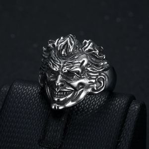 Punk <b>Ring</b> Men Stainless Steel Clown Face 3D Engraving Retro <b>Skull</b> Design Gift Jewelry - Product Image 1