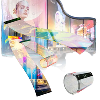 Film LED transparent flexible adhésif P6, écran auto-adhésif en film cristal pour vitrine de centre commercial, devanture de magasin