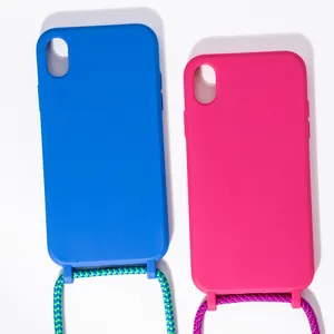 Großhandel fall iphone 6 mint grün-2021 Factory New Straight Edge Schlanke Bonbon farbe Solid Soft TPU Chain Phone Case für iPhone 12