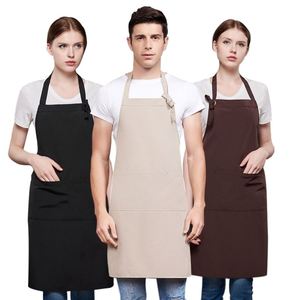 Customized Logo Woven Unisex <b>Kitchen</b> <b>Apron</b> Anti-Oil Waterproof Polyester Neck Strap Chef Cooking Pocket Needle Restaurant Bar - Product Image 1