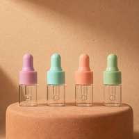 Flacon compte-gouttes en verre vide, petits flacons compte-gouttes transparents avec bouchon coloré pour huile essentielle, sérum, emballage cosmétique, vente en gros