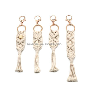 Handmade Woven Boho <strong>Macrame</strong> UV Printing Cotton Rope Keychain <strong>Bag</strong> Charm Pendant Tassel Accessories - Product Image 2