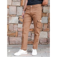 Jeans pour hommes Baggy Big And Tall Camel Brown Straight Fit Denim Cargo Jeans pour hommes
