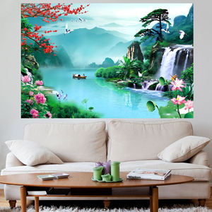 Papel Tapiz de Paisaje de Poliéster, Murales con Hermosas Escenas de Lagos, Flores y Cascadas, Fondo de Papel Tapiz para Decoración de Paredes <span class=keywords><strong>del</strong></span> Hogar - Product Image 2