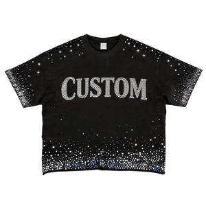 Custom Heavyweight Cotton <b>Y2K</b> Rhinestone Bling CUSTOM Letter Star Print Boxy Fit Men's T <b>Shirt</b> Clothing Manufacturer - Product Image 3