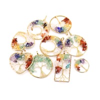 Pendentif Arbre de Vie en Cristal Naturel Coloré, Breloque Collier Arbre de Fortune, Ornement Décoratif à Suspendre pour Voiture et Usage Quotidien