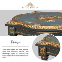 Table d'appoint en bois massif de style européen Yips LD-1604-1394, sculptée à la main, peinte à la main avec un motif floral, pour salon, chambre à coucher, style classique