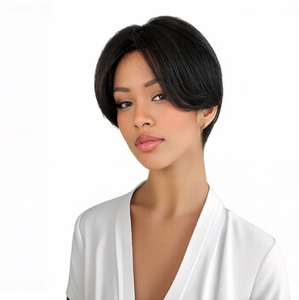 Perruque <span class=keywords><strong>Courte</strong></span> Synthétique Rétro Effet Moelleux Fibre Haute Température Résistante à la Chaleur Réglable <span class=keywords><strong>Frange</strong></span> Raie au Milieu Pointes Dégradées 6 Couleurs Unisexe 1 - Product Image 1