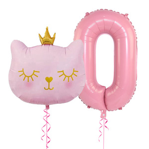Neue rosa Krone <span class=keywords><strong>Katze</strong></span> 32 Zoll Perle rosa digitale Aluminium folie Luftballons Kinder Geburtstags feier Dekoration Nummer Globos - Product Image 3