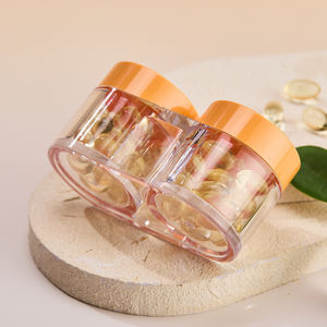 Bocaux en acrylique à double compartiment personnalisables <span class=keywords><strong>de</strong></span> 50 ml avec couvercle orange, contenants scellés pour l'emballage <span class=keywords><strong>de</strong></span> suppléments <span class=keywords><strong>de</strong></span> vitamines et d'<span class=keywords><strong>huile</strong></span> <span class=keywords><strong>de</strong></span> <span class=keywords><strong>poisson</strong></span> - Product Image 1