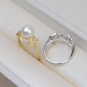 Handmade S925 Silver Open Pattern <b>Ring</b> Female Living 8-9 <b>Pearl</b> DIY Accessories Semi-Finished 161 Empty Tray - Product Image 2