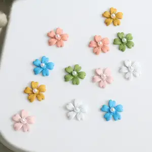 Best Price Nail Pearl Alloy Floret Flower Shape Metal Colorful Nail Art Pearl Jewelry Decoration Nail Suppliers