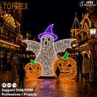 Prix d'usine, faible MOQ, 110V 220V, alimentation secteur standard UE, Royaume-Uni, États-Unis, Australie, motif lumineux 2D d'Halloween orange scintillant avec cadre en guirlande