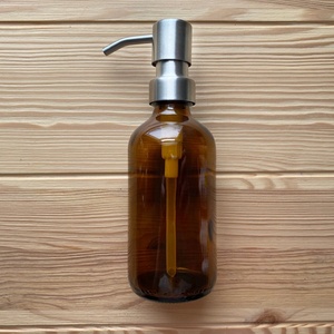 <span class=keywords><strong>Bouteille</strong></span> Distributrice de Mousse en Verre Ambré 16oz pour Cosmétiques et <span class=keywords><strong>Savon</strong></span>, avec Pompe Dorée et Brosse pour Nettoyage des Mains - Vente Flash - Product Image 2