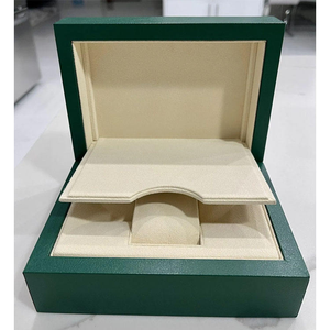 Single <b>Watch</b> Presentation Box Wood Green Custom Logo Luxury Packaging Men's <b>Watch</b> <b>Case</b> - Product Image 2