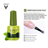 Vinimay Gel de base et de finition pour ongles 15ml, Base Caoutchouc Sans Résidu, Haute Brillance, Soak Off, UV LED, Fini Miroir, Fournitures de Salon de Manucure