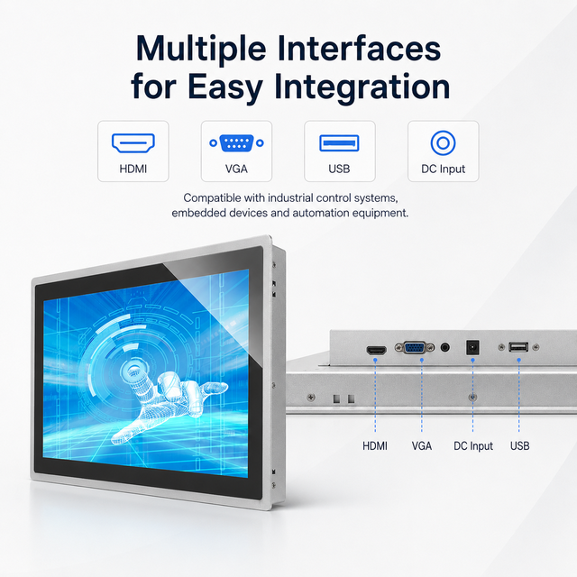 18.5 27 Inch Full HD Industrial Touch Monitor With Rugged Metal Housing Panel Mount Touch Screen  VGA USB Touch Panel Pc