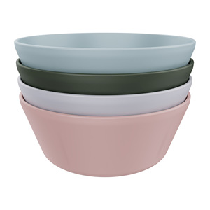 Ensemble de bols pour enfants en PLA biodégradable sans BPA, ronds de 156 mm, pour enfants de 6 mois et plus, bleu clair, rose pâle, blanc cassé, vert foncé - Product Image 2