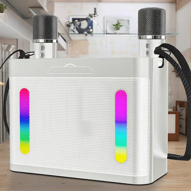 Karaoke Machine 2 Uhf Wireless Microphones Karaoke Speaker Portable Bluetooth Singing Pa Speaker System With Led Lights for Home
