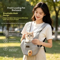 Sac à dos de transport pour animaux de compagnie, élégant et respirant, avec ceinture en tissu, anti-évasion, grande capacité 5 kg, pour chat et chien, idéal pour l'été