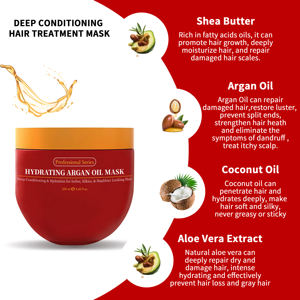 Serie profesional Mascarilla <span class=keywords><strong>para</strong></span> <span class=keywords><strong>el</strong></span> cabello con aceite de argán orgánico Acondicionador profundo hidratante natural <span class=keywords><strong>para</strong></span> <span class=keywords><strong>el</strong></span> tratamiento de reparación del cabello <span class=keywords><strong>dañado</strong></span> - Product Image 2