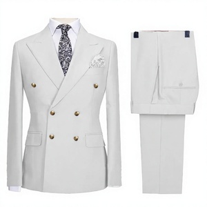 Completo da Uomo <span class=keywords><strong>Viola</strong></span> Taglie Forti, Traspirante, Doppiopetto, con Colletto alla Coreana, 100% Cotone Pettinato, Giacca e Pantaloni Tinta Unita, per Sposo - Product Image 1