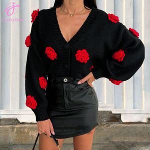 <span class=keywords><strong>Cardigan</strong></span> maglione con bottone a maniche lunghe con scollo a V per donna all'ingrosso Loveda autunno e inverno - Product Image 4