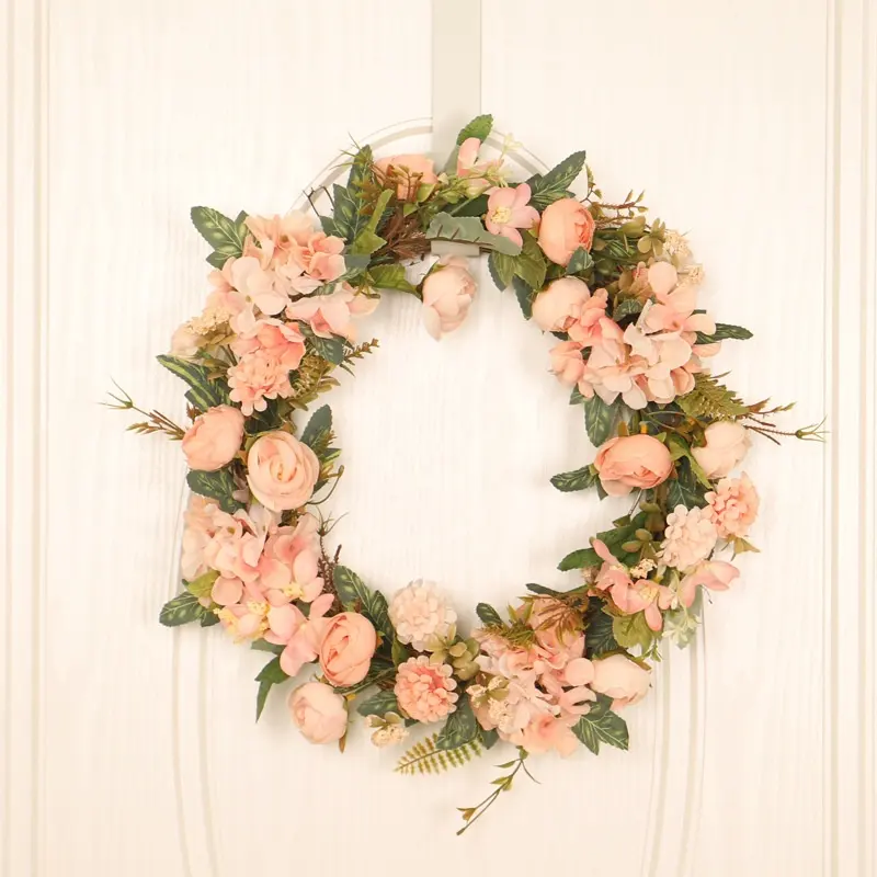 Camellia Bract Hydrangea Wreath Rattan Wholesale Simulation Rosetta Wreath Wedding Decoration